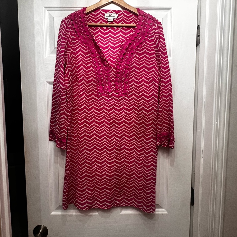 Vineyard Vines Pink and White Chevron Top